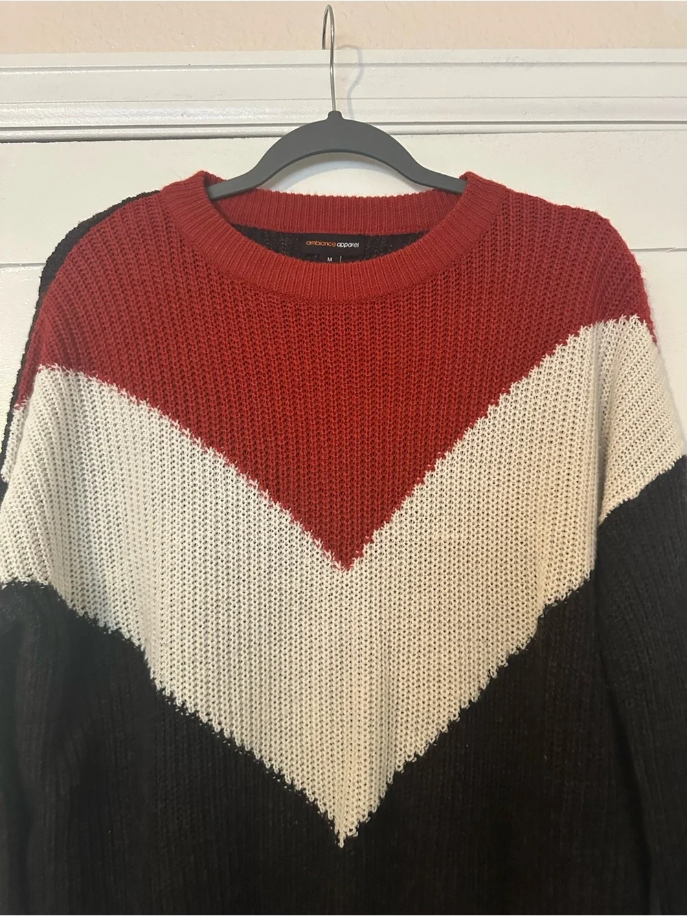 Ambiance Apparel Chevron Colorblock Knit Sweater - Picture 2 of 4
